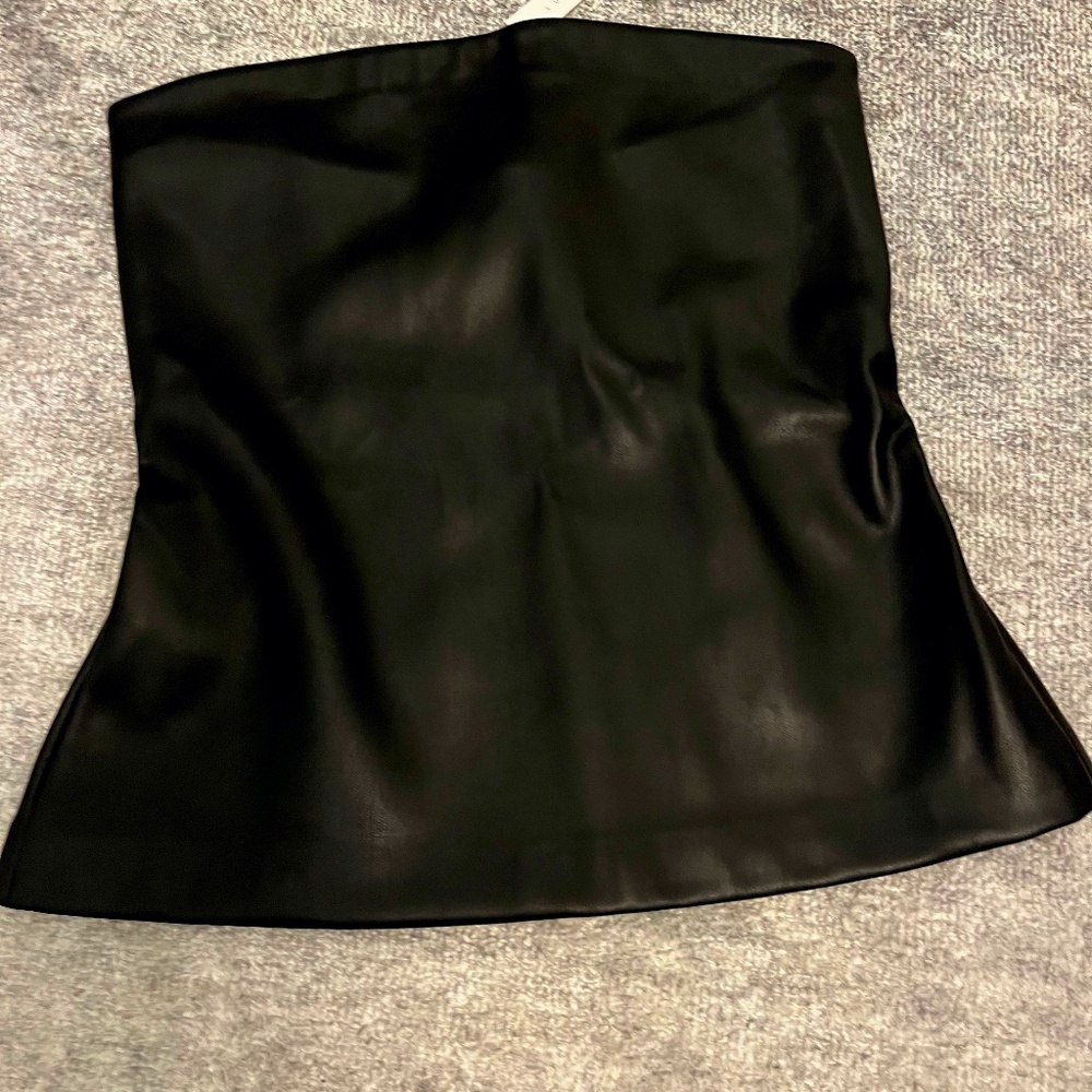 Brand New - Tags On - Susana Monaco Faux Leather Tube Top (side zipper)